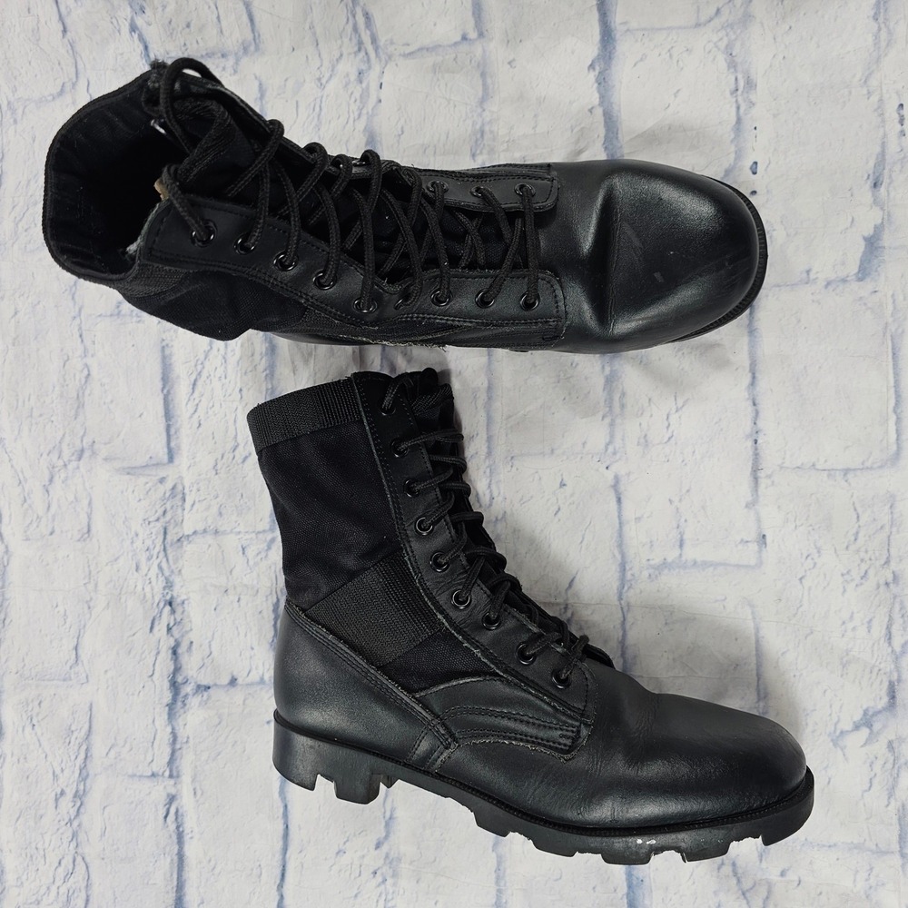 Rothco Combat Boots Mens 9R Black Leather Canvas Tactical Military Jungle